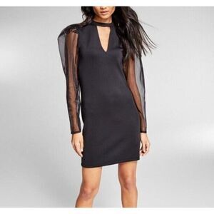International Concepts Jeannie Mai Womens PL Sheer-Sleeve Bodycon Dress Black